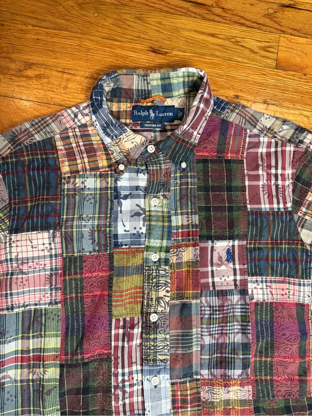 Ralph Lauren Polo Men’s Lg Plaid Madras Patchwork Button Down Vintage Shirt - Picture 2 of 8